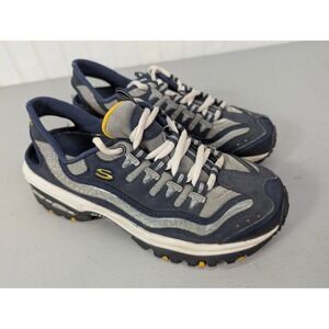 Skechers Sport Women's Athletic Shoes Sneakers Size 8 Navy Blue Silver Lace Up
